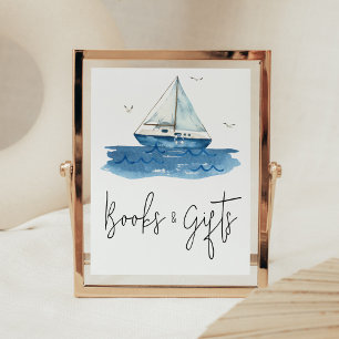 Nautische zeilboot Baby shower boeken en geschenke Poster