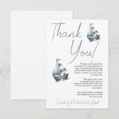 Nautische zeilboot Baby shower dank u kaart (Voorkant / Achterkant)