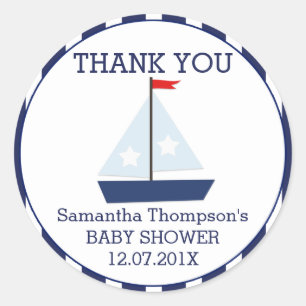 Nautische Zeilboot Baby shower Favor Sticker