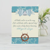 Nautische zeilboot Baby shower nodigt uit voor jon Kaart (Staand voorkant)