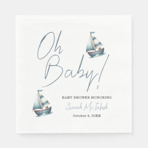 Nautische Zeilboot Baby shower Uitnodiging Servet