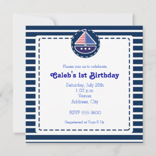 Nautische zeilboot baby shower verjaardagsuitnodig kaart
