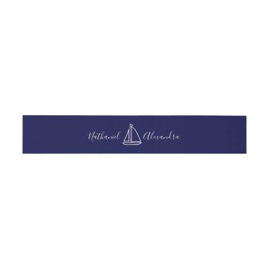 Nautische zeilboot bruiloft uitnodiging buikband uitnodigingen wikkel (Vlak)