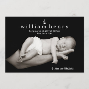 Nautische Zeilboot en Anker Geboorteaankondiging Aankondiging