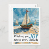 Nautische Zeilboot Kerstpost Kaart (Voorkant / Achterkant)