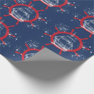 Nautische zeilboot Marine Blauw Cadeaupapier