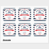 Nautische zeilboot Red Boy Baby shower Label (Vel)