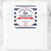 Nautische zeilboot Red Navy Dank u Vierkante Sticker (Tas)