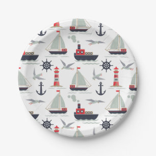 Nautische zeilboot Sailor Baby Boy Douche Party Papieren Bordje