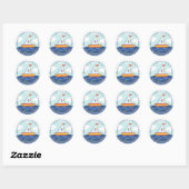 Nautische zeilboot Verjaardag Dank u voor uw gunst Ronde Sticker (Vel)