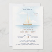 Nautische zeilboot verjaardagsuitnodiging voor kin kaart (Voorkant)