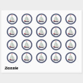Nautische zeilboot Zeilboot Baby shower Party Ronde Sticker (Vel)