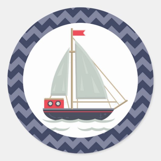 Nautische zeilboot Zeilboot Baby shower Party Ronde Sticker (Voorkant)