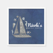 Nautische Zilveren Boot & Strand Dingen Elegant Pa Servetten (Voorkant)