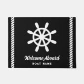 Nautische zwart-wit Custom Boot Naam Welkom Deurmat (Voorkant)
