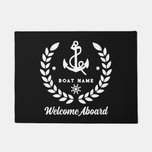 Nautische zwart-wit Custom Boot Naam Welkom Deurmat