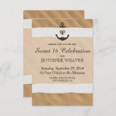 Nauwe bevestiging op strand Zand en wit lint Kaart (Voorkant / Achterkant)