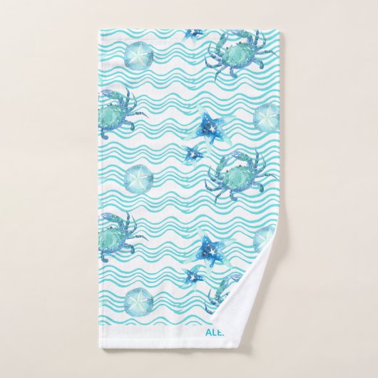 Nauwe Blauwgroen Blue Manta Ray Wave Bath-handdoek Bad Handdoek (Handdoek)