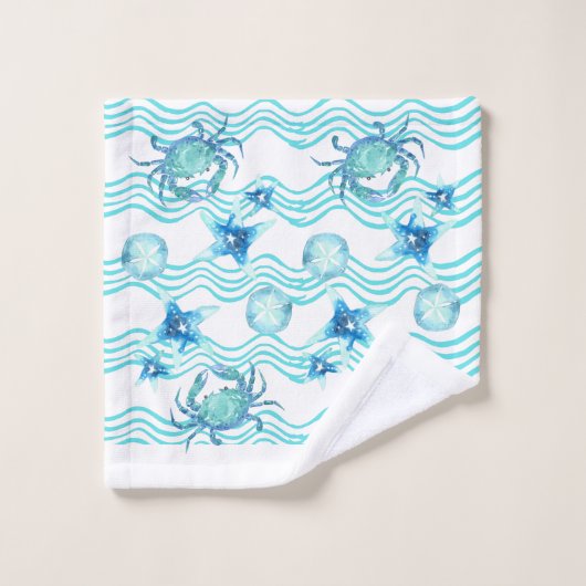 Nauwe Blauwgroen Blue Manta Ray Wave Bath-handdoek Bad Handdoek (Wasdoekje)