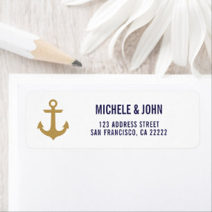 Nauwe, eenvoudige Gold Anchor White Return Etiket