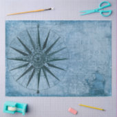 Nauwe Kaart Zeilboot Compass Decoupage Blue Tissuepapier (Craft)