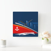 Nauwe Logo van de Anker Zee Ocean Ship Vierkante Klok (Huis)