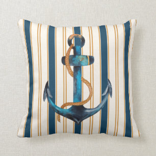 Nauwe Turquoise Gold Stripe Beach Kussen