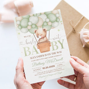 Nauwelijks Wachten Teddybeer Babyshower Uitnodigin Kaart