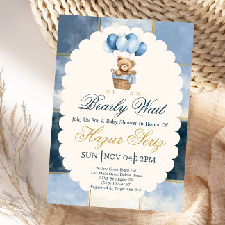 Nauwelijks Wachten Teddydbeer Ballon Blauw Babyfee Kaart