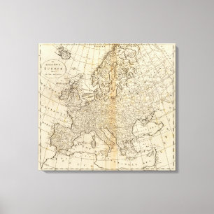Nauwkeurige kaart van Europa Canvas Afdruk