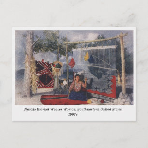 Navajo Blanket Weaver Femme vieille carte postale