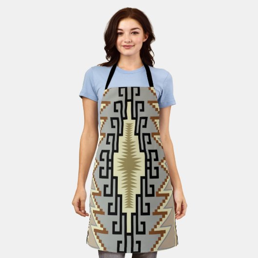 Navajo Design-2 All-Over Print Apron Schort (Gedragen)