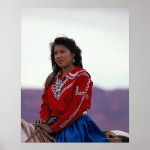 Navajo Girl op Horseback Poster