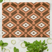 Navajo Ikat Pattern, Brown, Rust and Cream Theedoek (Gevouwen)
