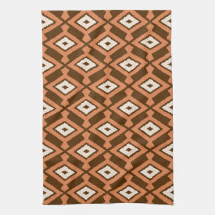 Navajo Ikat Pattern, Brown, Rust and Cream Theedoek