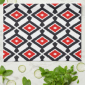 Navajo Ikat Pattern, Dark Red, Black and White Theedoek (Gevouwen)