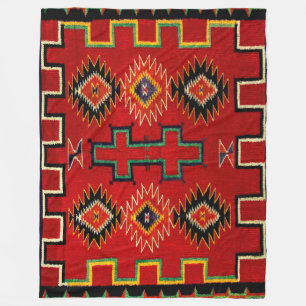 NAVAJO INDIAN 1890 HORSE SADDLE BLANKET FLEECE DEKEN