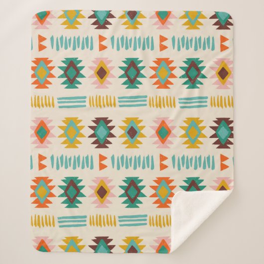 Navajo Native American Pattern Sherpa Deken (Voorkant)