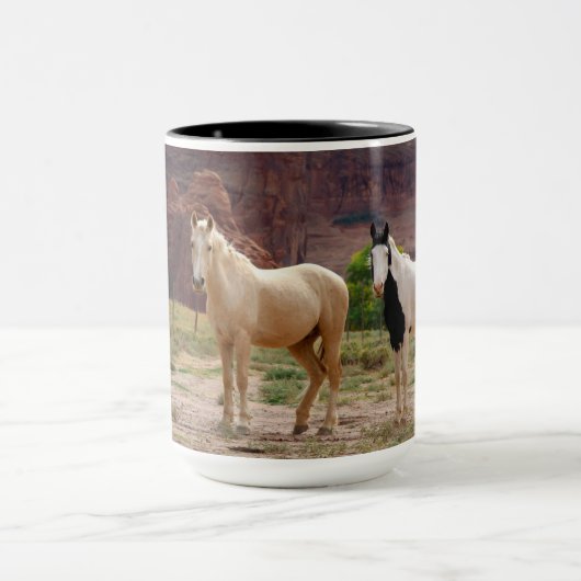 Navajo-paarden lopen vrij op de Canyon-vloer Mok (Midden)