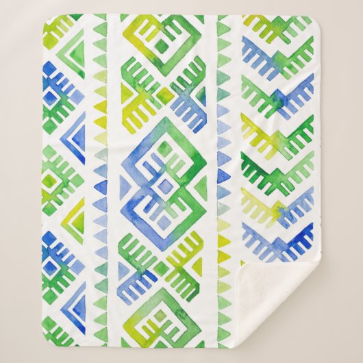 Navajo Tribute: Waterverf Tribal Majesteit Sherpa Deken (Voorkant)