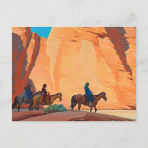 Navajos in a Canyon, 1945 by Maynard Dixon Briefkaart