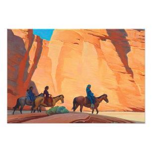 Navajos in a Canyon, 1945 by Maynard Dixon Foto Afdruk