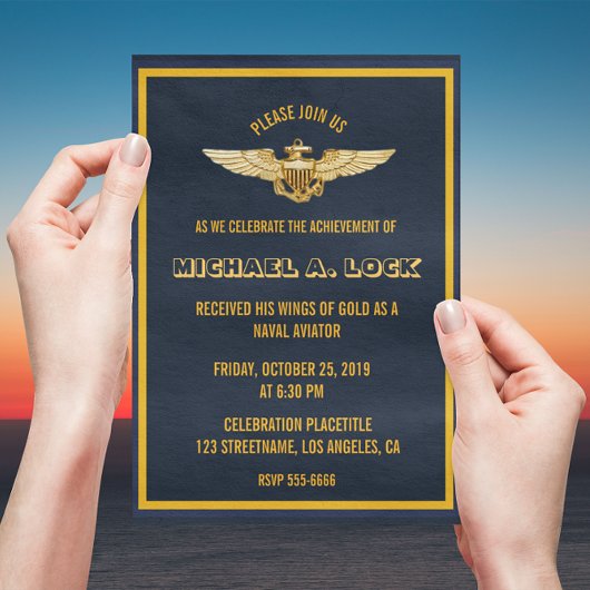 Naval Aviator/Wings of Gold Invitations Kaart
