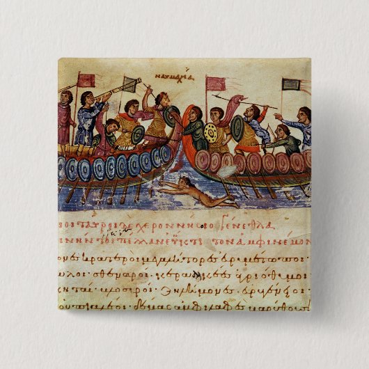 Naval Combat tussen twee Schepen Vierkante Button 5,1 Cm (Voorkant)