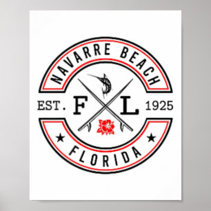 Navarre Beach Florida Fl Retro Surfer Voorfront Poster