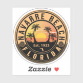 Navarre Beach Florida Retro Sunset Souvenirs Sticker (Vel)