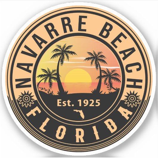 Navarre Beach Florida Retro Sunset Souvenirs Sticker (Voorkant)