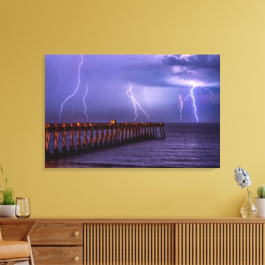 Navarre Florida Lightning Storm Canvas Afdruk (Insitu (Woonkamer))