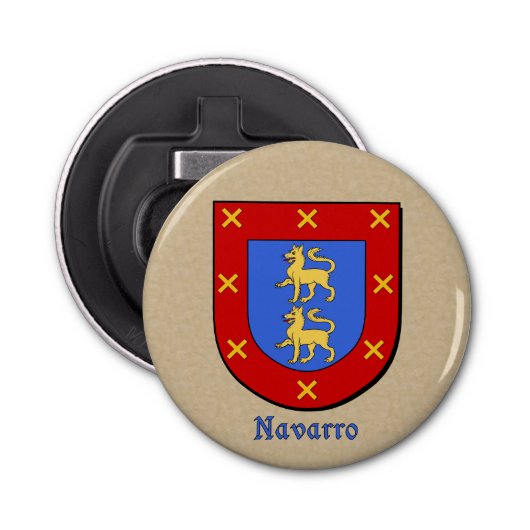 Navarro Heraldic Arms on Parchment Button Flesopener (Voorkant)