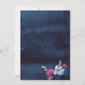 Nave Blue Chalkboard Floral Faire-part de mariage (Dos)